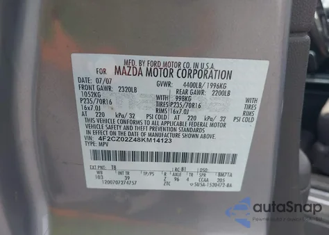 2008 Mazda Tribute I Sport z USA, uszkodzony, nr VIN 4F2CZ02Z48KM14123